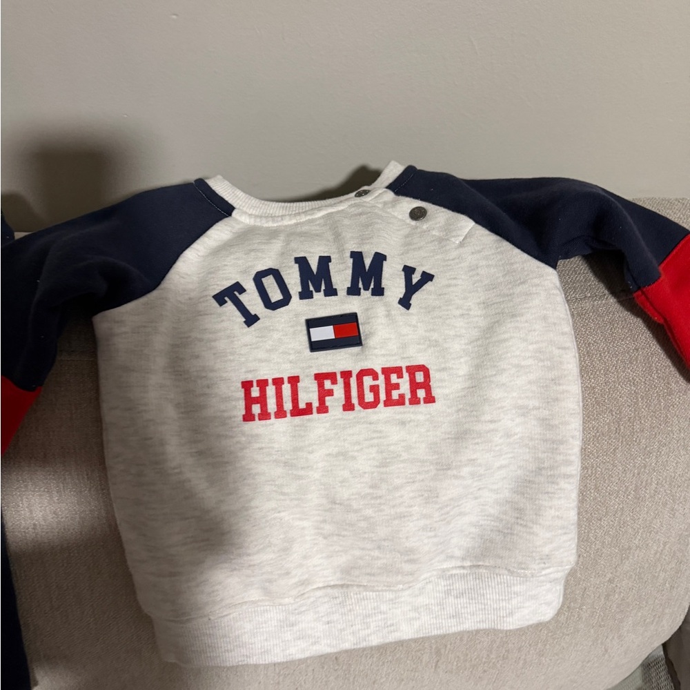 Tommy Hilfiger Kids' Gray Sweatshirt with Red and Blue Accents